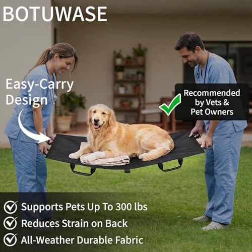 Image of Pet Stretcher for Dogs - Emergency Animal Carrier, 300lb Weight Limit, 44 inchx28 inch Size, with 8 Safety Straps for Easy Transport(Black)