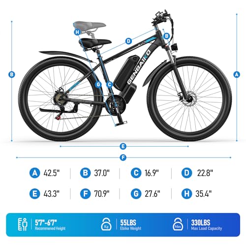 29″ Electric Bike for Adults, Max 37MPH 2000W Peak 921.6WH