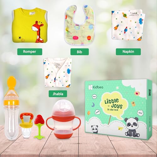 Image of Kidbea Complete Baby Clothing Gift Set Romper, Bib, and Baby Feeders Pack of 8 (Assorted)