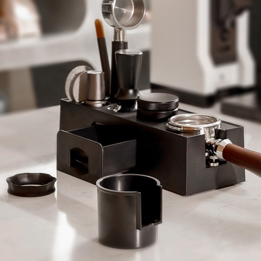 Stacja do ubijania kawy espresso z pudełkiem na nizer, narzędzie dla baristów, uchwyt na akcesoria do espresso, do kawiarni i użytku domowego, niezbędny dla miłośników kawy