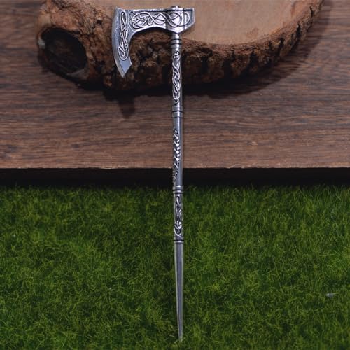 LANGHONG 2 peças de palitos de cabelo retrô viking para mulheres, acessórios de cabelo machado, alfi