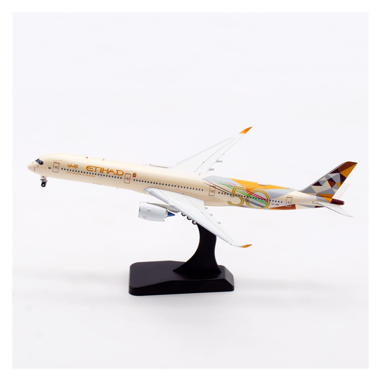 1:400 for Etihad Airbus A350-1000 A6-XWB 50TH Airliner Wing Model Aircraft with Bracket Collection Graphic Display