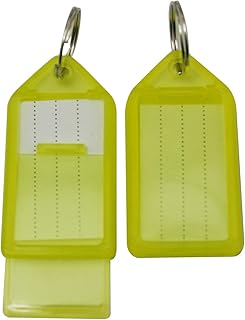 Fenggtonqii - Etiquetas de identificación para equipaje (7,4 x 1,5 cm, 100 unidades), color amarillo transparente