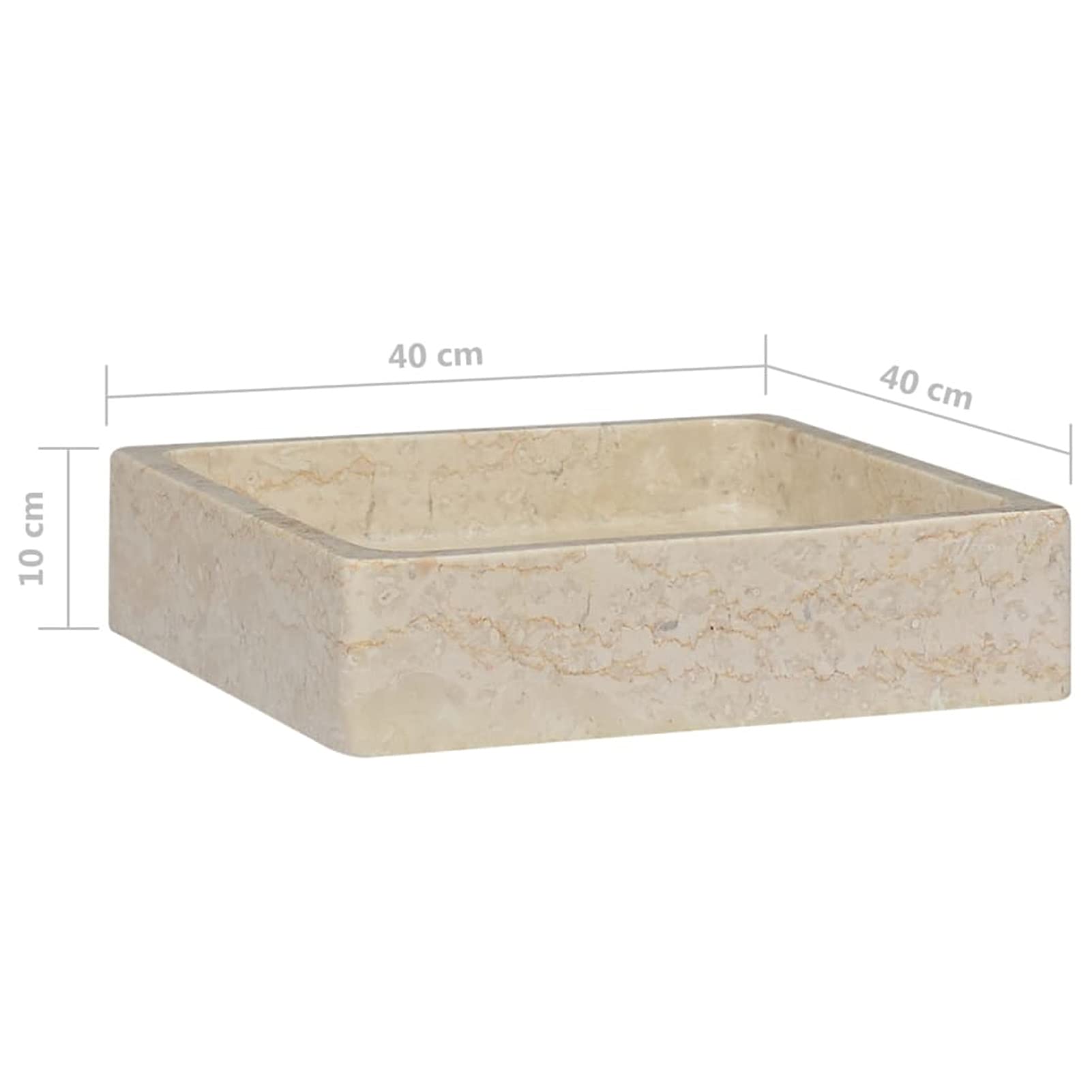 ShGaxin Lavabo Crema mármol 40x40x10 cm, Fregadero, Lavabo Baño, Lavamanos Baño, Lavatorio Casa De Banho, Mueble Lavabo sobre Encimera 149168