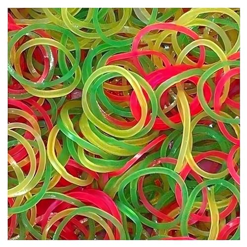 Image of Nylon Rubber Bands Fluorescent Color for Packing in School / Home /Kitchen / Stationery / Daily use Items Multi-Purpose High-Quality, Enhanced Stretchability,Durability | Multicolour (3 inch, 50, Grams)
