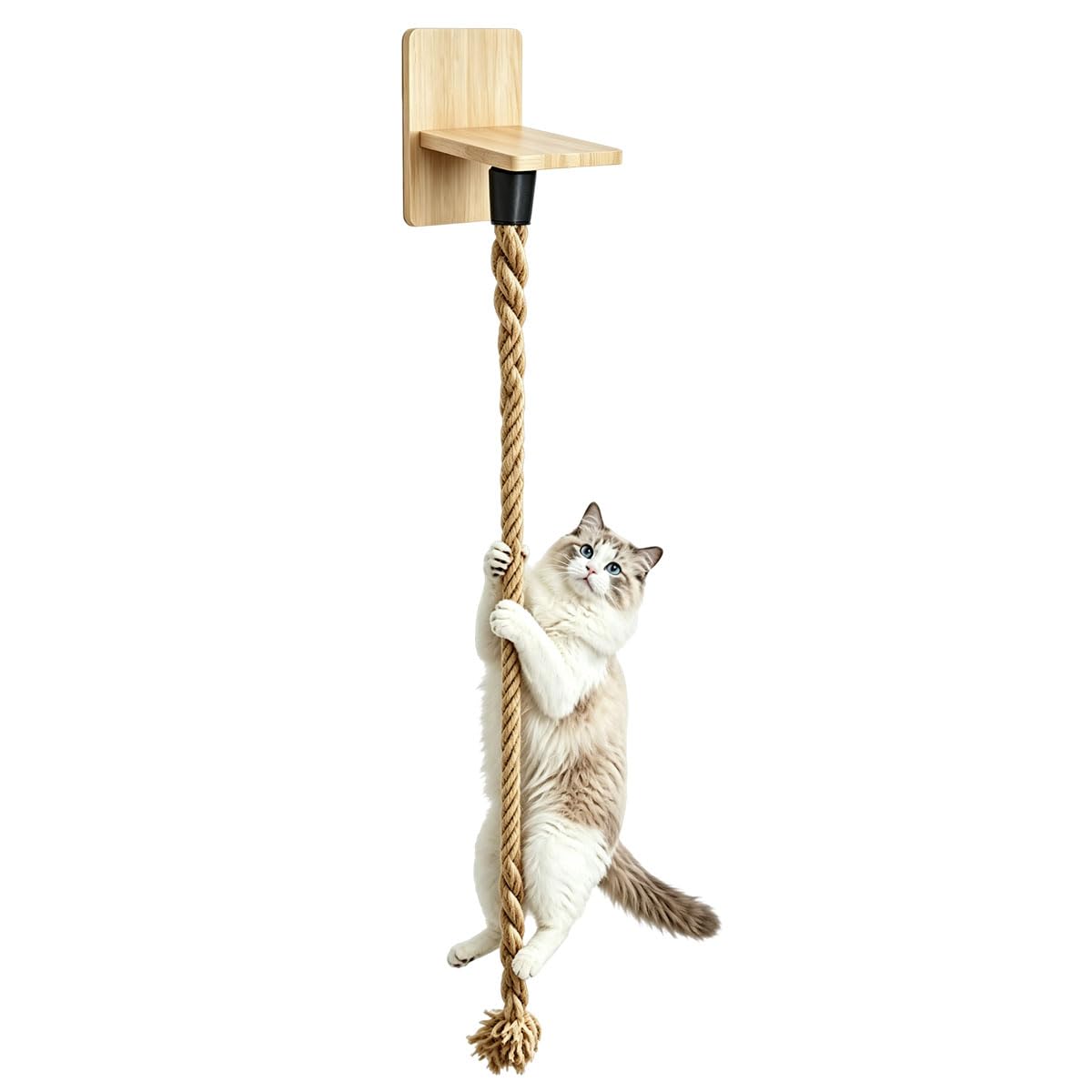 Cat Climbing Rope, Wall-Mounted Cats Rope Ladder, Cats Ladder Outdoor, Cat Climbing Wall for Indoor Space Optimization for Indoor Outdoors Cats Playing