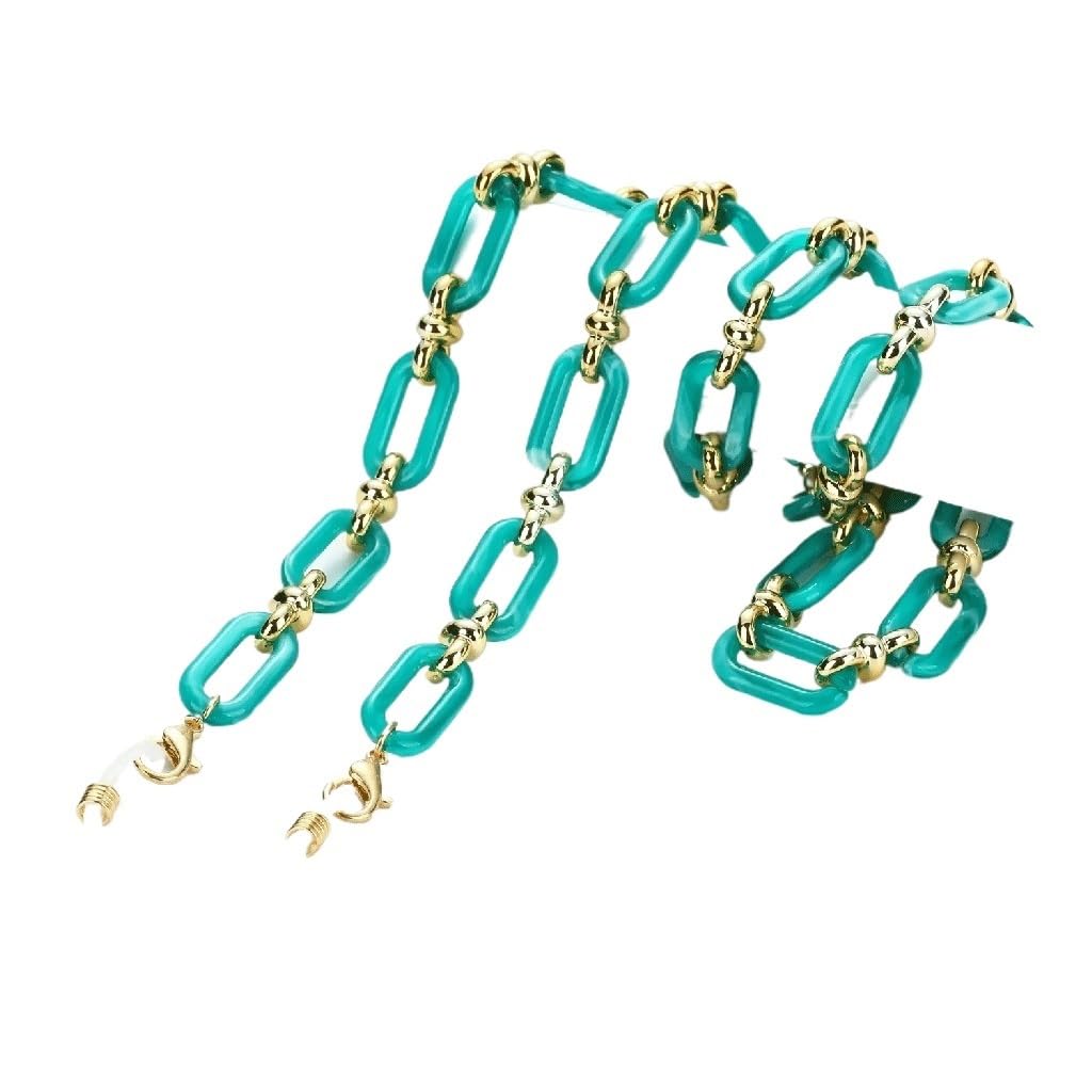 KLXSIVU Acrylic Buckle Chain Glasses Women's Sunglasses Sling