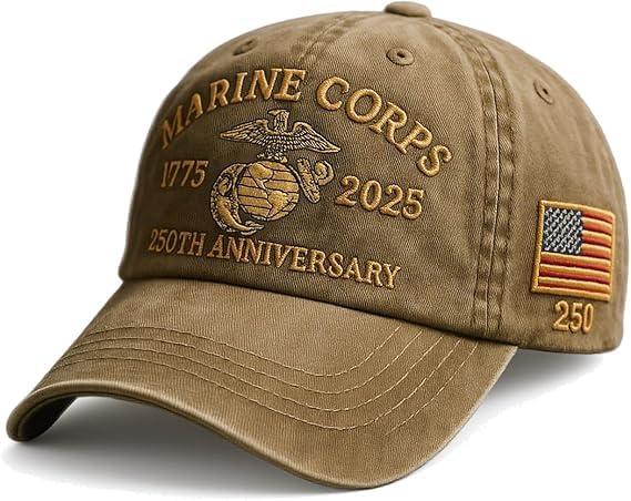 wibuxrf 250 Anniversary Marine Corps Hat Embroidered Baseball Hats USA 250th Patriotic Cap for Men Women Veteran Gifts