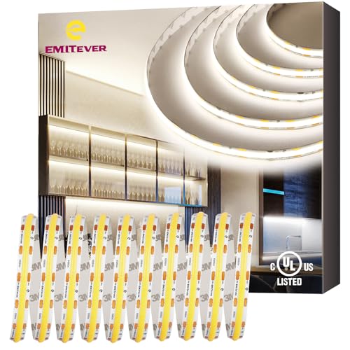 EMITEVER COB LED Strip Lights Neutral White 32.8ft, 4000K Ra 90+ Tape Light Premium High Density...