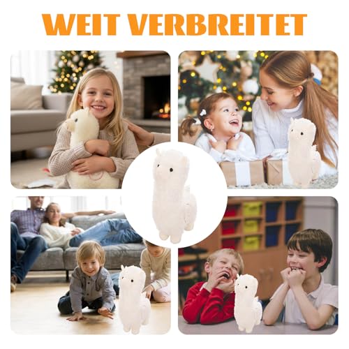 DvBCNMe Alpaka Kuscheltier Lama Kuscheltier Alpaka Geschenk, Kuscheliger Begleiter Für Wohnzimmerdekoration Und Entspannung, Weißes Alpaka Plüschtier 23 cm Weiches PP-Material