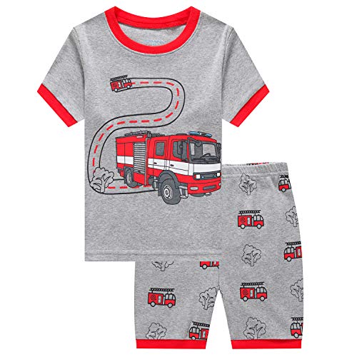 Preisvergleich Produktbild Jungen Schlafanzug Kinder Feuerwehrauto Pyjamas Sets Zweiteiliger Schlafanzug Kleinkind Pjs Nachtwäsche(Feuer-2T-6105)