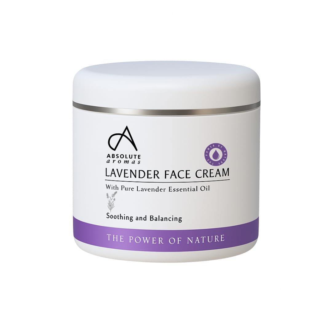 Absolute Aromas Lavender Face Cream 260ml - Calming, Hydrating & Nourishing Moisturiser with Pure Lavender Essential Oil