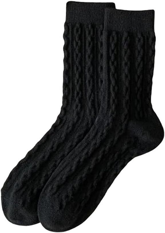 7 Pairs Women Warm Mid Tube Socks Trendy Simple Casual Solid Pattern Soft Daily Wear Hosiery