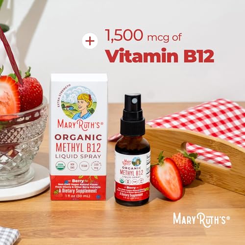 MARYRUTH'S Organic Methyl B12 Spray | 1,500 mcg B12 Per Serving | Methylcobalamin | Energy Metabolism | Cognitive Function | Neuro Health | Vegan | Gluten Free | Sugar Free | 1 Fl Oz