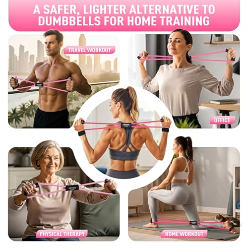 Image of Figure 8 Resistance Bands for Arm, Back - 3-Level Latex Heavy Exercise Bands with Handles for Strength Training, Full Body Workout, Physical Therapy, Pilates, Yoga, Home Gym Equipment for Women