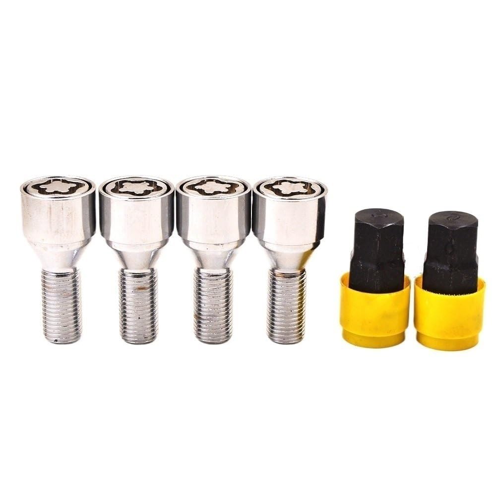 Wheel Studs for VW for Golf for Polo for Passat M14x1.5 4Bolts+2Keys Ball Car Wheel Lock Bolt Locking Lug Bolts Stud