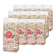 Camellia Brand Dried Baby Lima Beans Premium Small White Butter Beans for Southern Cooking, Succotash, Soups, Stews, and Healthy Vegetarian Meals Non-GMO, Gluten-Free, High Protein 1 Pound Pack of 12