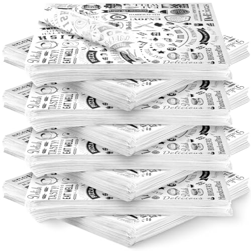 1000 hojas de papel encerado de 12 x 12 pulgadas, resistentes a la grasa, papel de periódico, a prueba de agua y grasa, papel de regalo cuadrado para perros calientes para hornear alimentos (blanco)