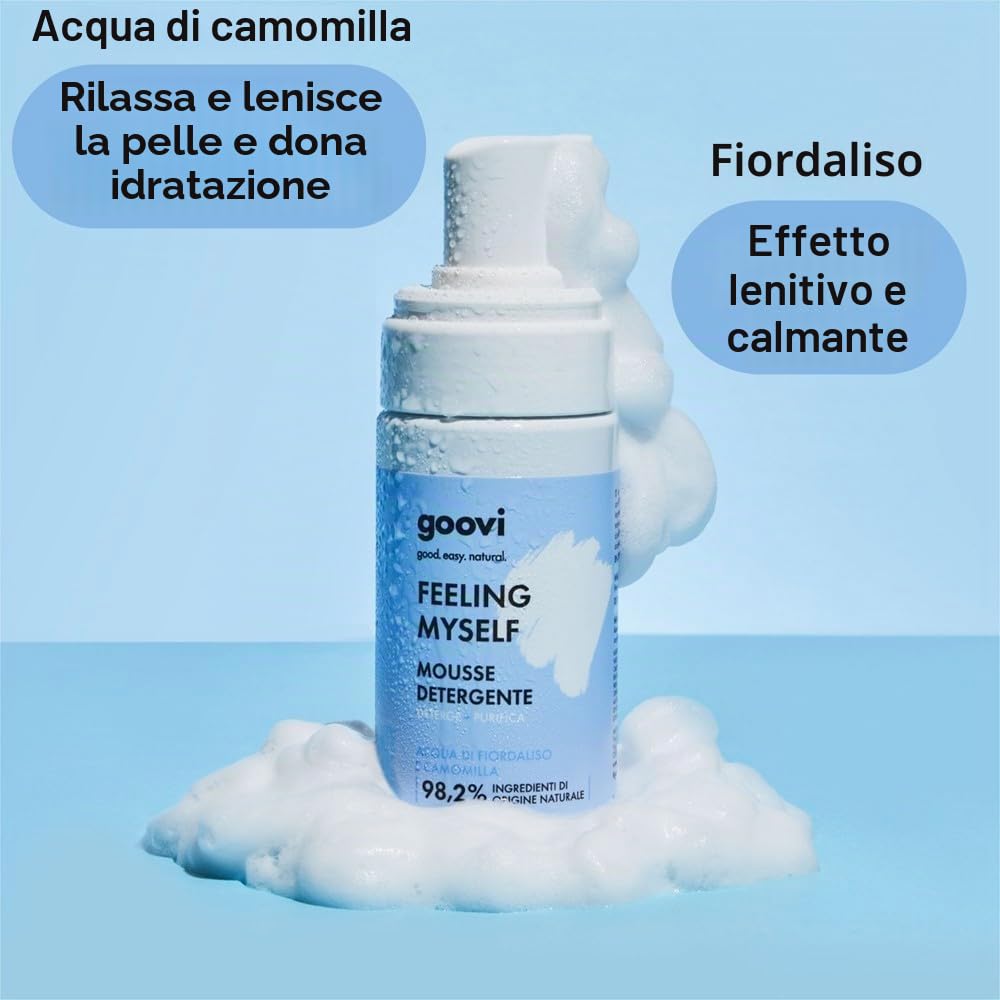 GOOVI Feeling Myself Cleansing Mousse – Schiuma detergente delicata per il viso – Pulizia del viso per pelli sensibili – 100 ml