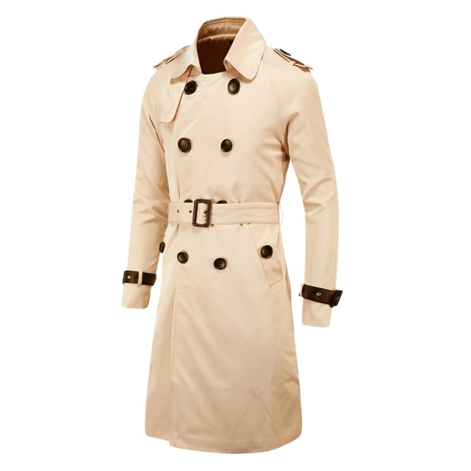 Trench long coupe ajustée homme taille XS kaki pour morphologie élancée