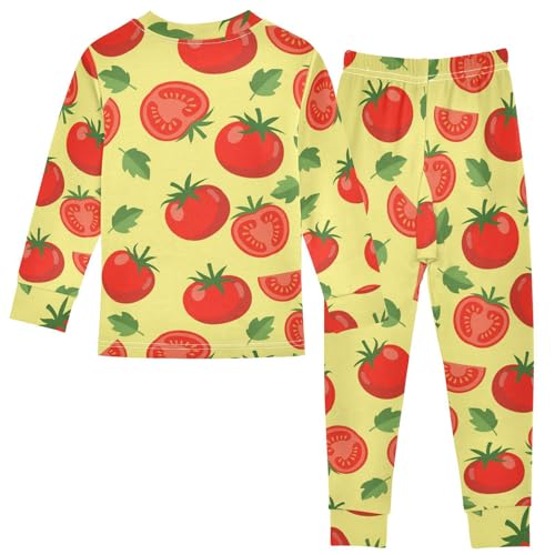 Pajama Sets Long Sleeve Tomato Slice Leaf Pattern Soft Comfy Sleepwear 2 Piece PJS 3-8T3