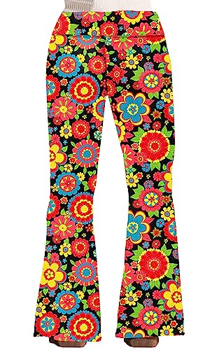 Image of Deerose Girls Halloween Hippie Bell Bottom Pants High Waist Flare Pants 5-14 Years