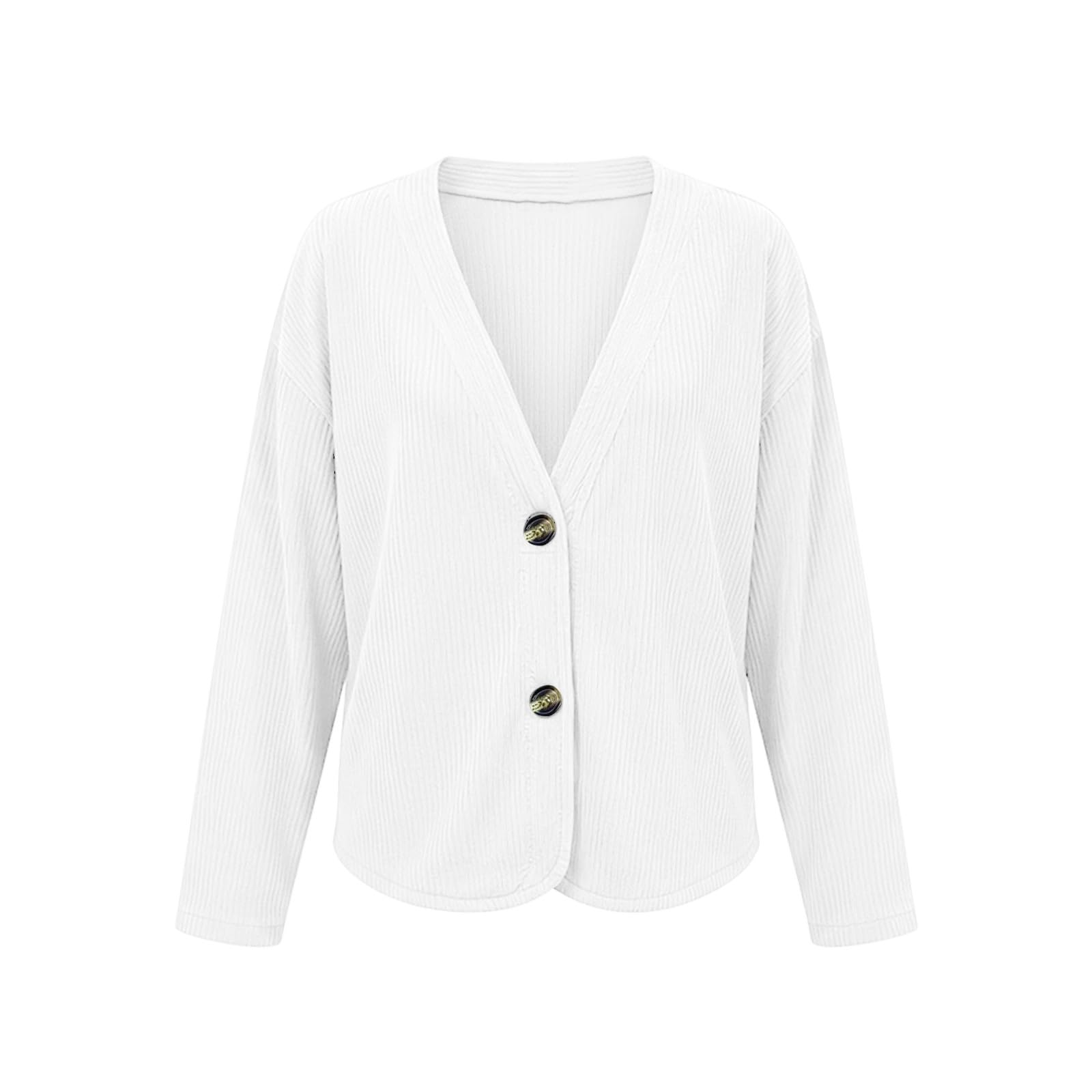 Cardigan da donna autunnale, a coste, alla moda, corto, elegante, a girocollo, leggero, sottile, con bottoni, con tasca, maniche lunghe