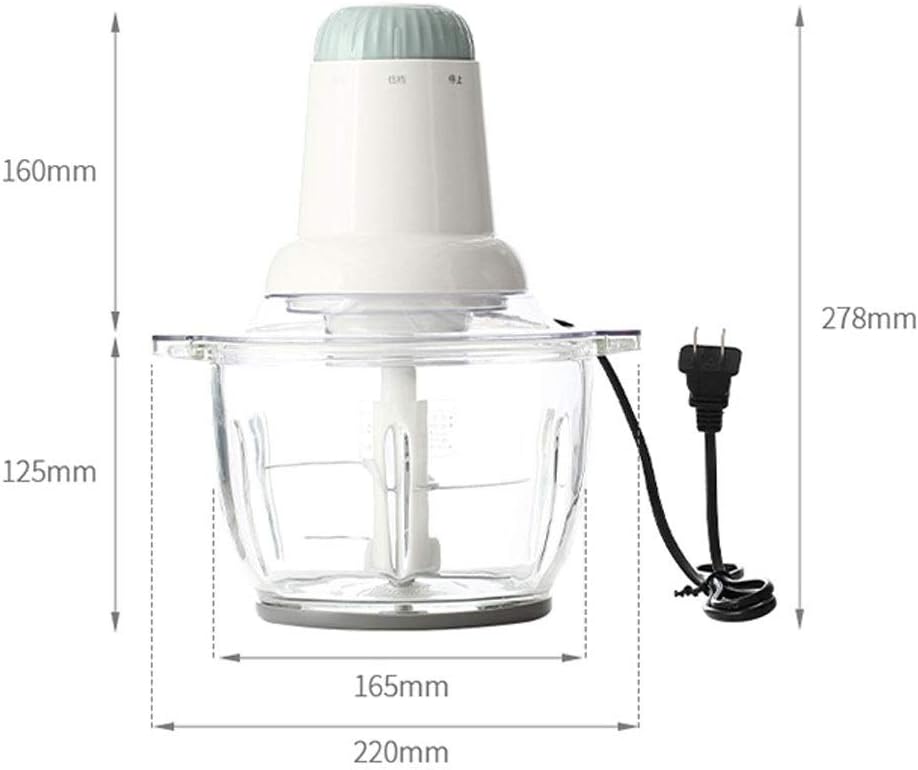 Electric Food Chopper, Glass Bowl Grinder for Meat, Vegetables, Fruits and Nuts Rated Power 300W