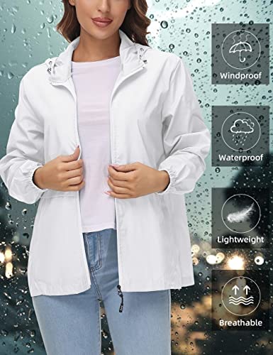Avoogue Womens Waterproof Rain Jacket Lightweight Raincoat Packable Hooded Outdoor Windbreaker2