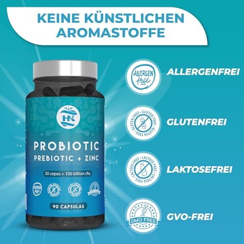 Intestinale Probiotika und Präbiotika 100 Milliarden CFU-30 Bakterienstämme probiotika darmsanierung mit Zink + Inulin zur Unterstützung des Immunsystems Probiotika für die Darmflora Aufbau (90) – Bild 4