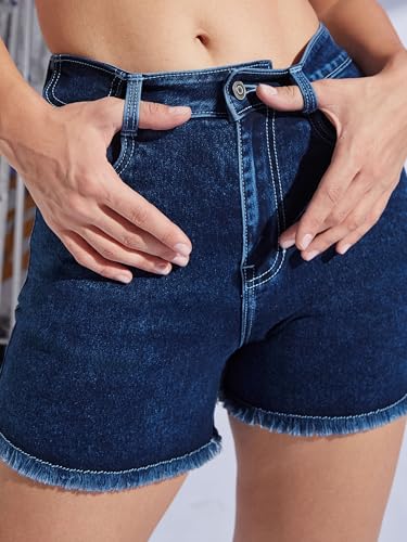 Image of Miss Chase Women's Relaxed Mid Rise Regular Non Stretchable Denim Shorts