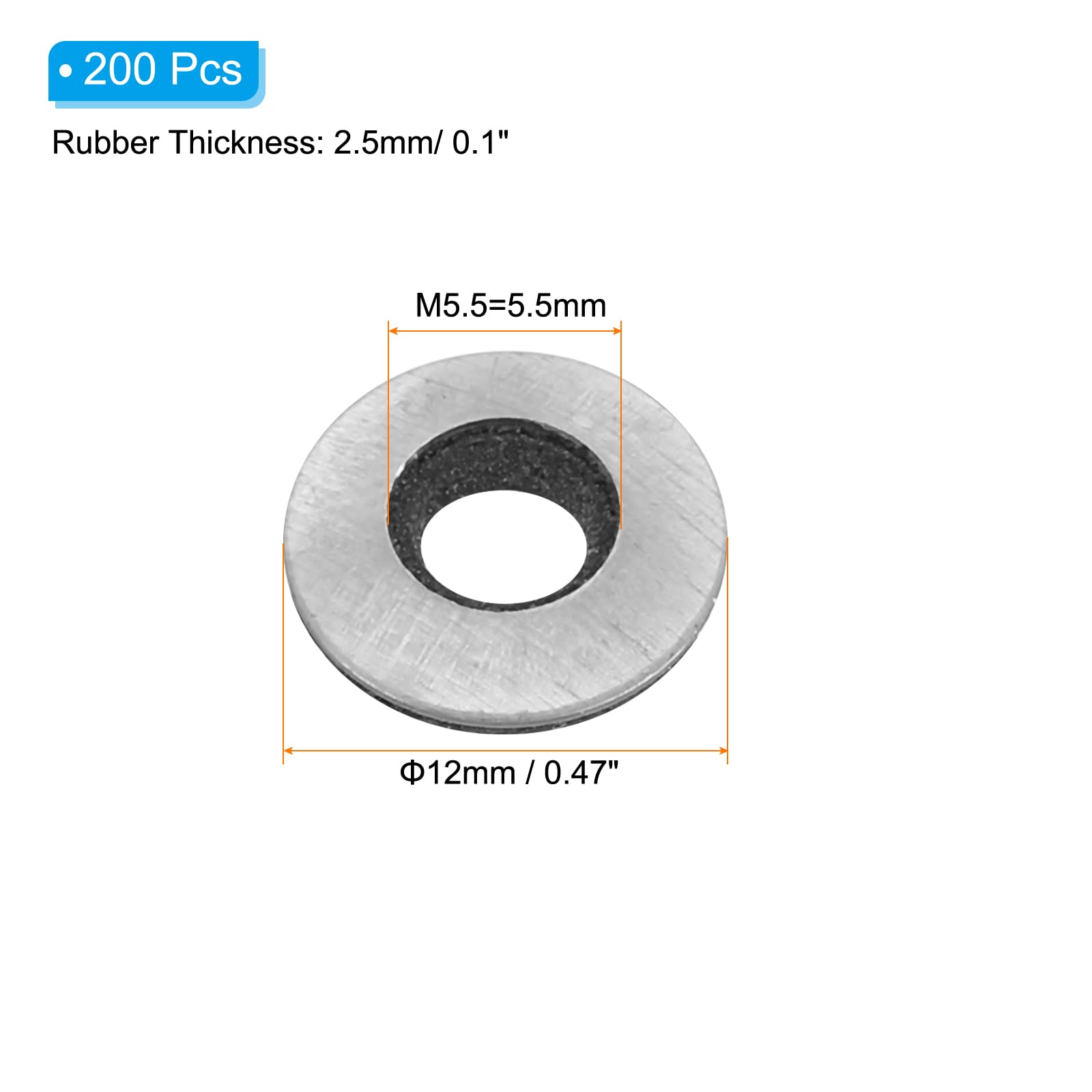PATIKIL 7/32"x1/2" EPDM Bonded Sealing Washers - Image 2