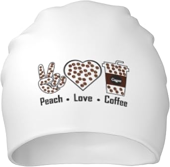 Peach Love Coffee Beanie Hat for Women Men Warm Skull Caps Slouchy Knit Beanie Hat