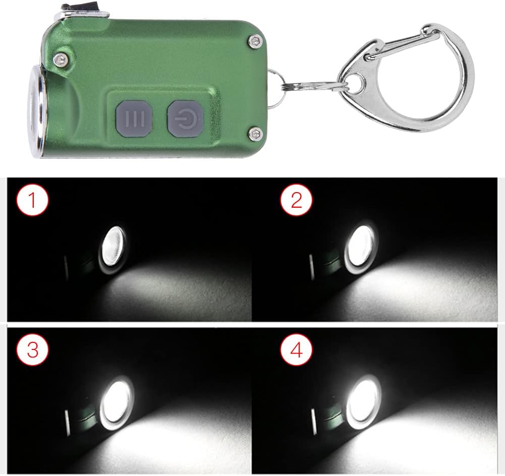 VGEBY Keychain Flashlight, Portable Mini LED Keychain Flashlight Double Switch 4 Lighting Levels Outdoor Accessory