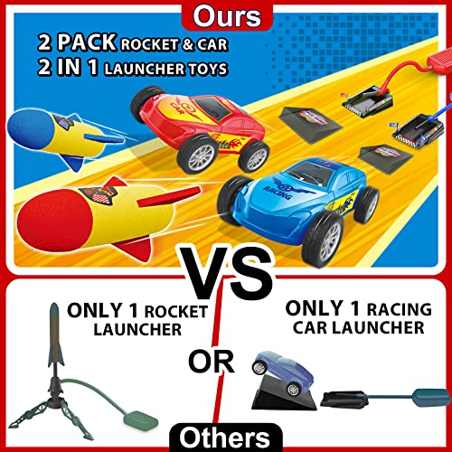 V-Opitos 2 In 1 Rocket & Racing Car Launch Toys For Kids Age Of 3, 4, 5, 6, 7, 8 Year Old Boys & Girls, Set Of 2 Air Launcher Toys For Outdoor & Indoor Game, Ideal Christmas & Birthday Gift #TOP6