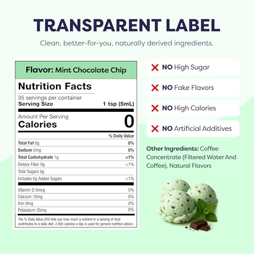 Image of Javvy Cold Brew Coffee Concentrate Instant Coffee, Mint Chocolate Chip | 100% Real Coffee, 0g Sugar, No Artificial Flavors, 60-80mg Caffeine per Serving, Gluten Free, Makes Hot or Iced Coffee