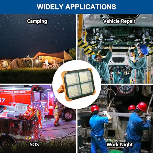Image of Rechargeable Portable Solar Work Light, 16500mAh Magnetic Flood Battery, 120W, 10000LM Work Light, LED Camping Lights IP66, Waterproof for On-site Repair