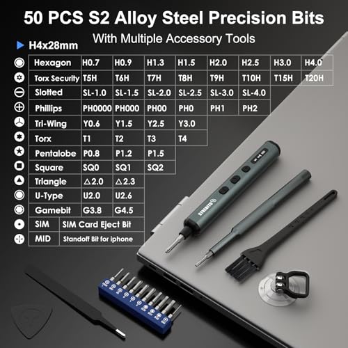 Image of STREBITO Mini Electric Screwdriver Set, 67 in 1 Electric Precision Screwdriver - 50 S2 Magnetic Bits, 5 Torque Settings, 4 LED Lights, Electric Screwdriver Kit for PC Phone Laptop Camera Electronics