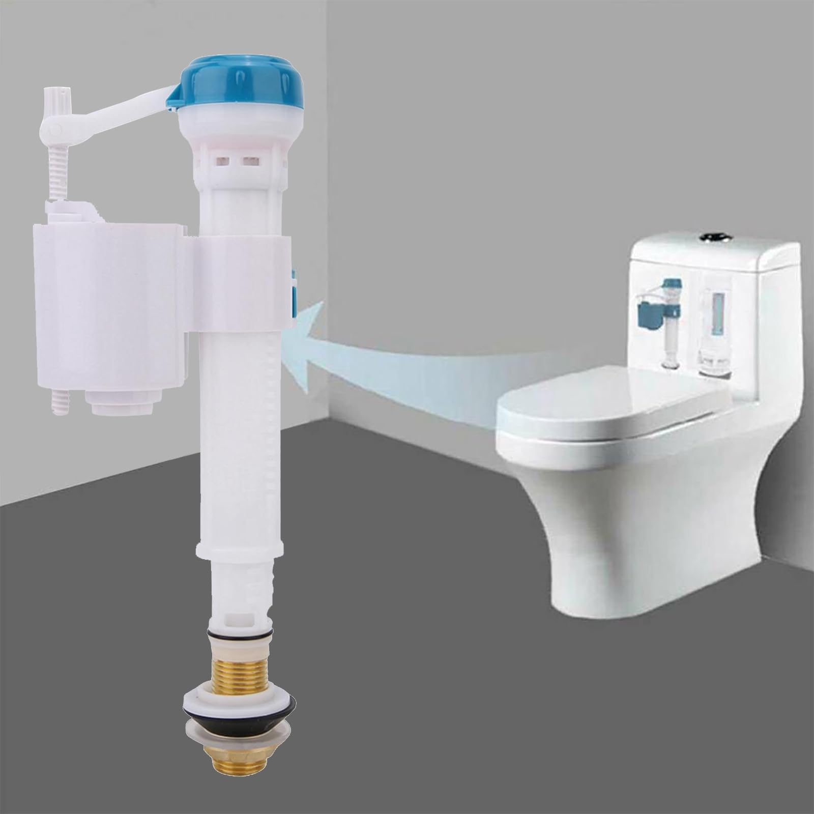 Boya Cisterna,Cisterna WC Universal,Cisterna Wc,Válvula De Flotador,Bolla Cisterna Wc, Válvula de llenado de cisterna de inodoro,ABS Válvula de llenado con Botón Pulsador(G1/2)