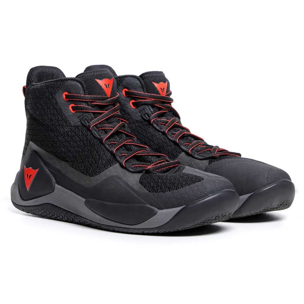 Dainese - Atipica Air 2 Shoes, Summer Motorcycle Shoe, Mesh Fabric, Protective Reinforcements, Groundtrax Asymmetrical Soles, Men's Motorcycle Shoes, Black/Fluo Red, 48
