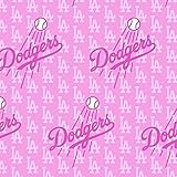 MLB Pink Los Angeles Dodgers Baseball Cotton Mini Fabric by The Yard