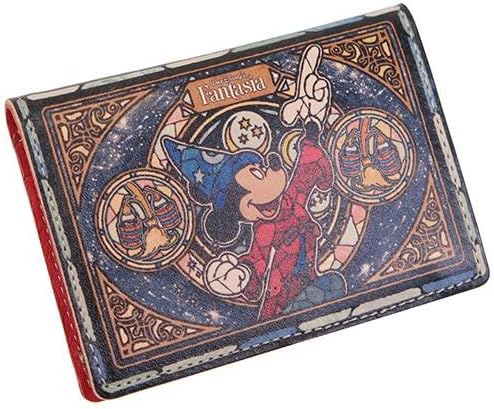 Amazon ミッキーファンタジア 本革 定期入れ レザー 2つ折り パスケース ステンドグラスファンタジア ディズニー 定期入れ