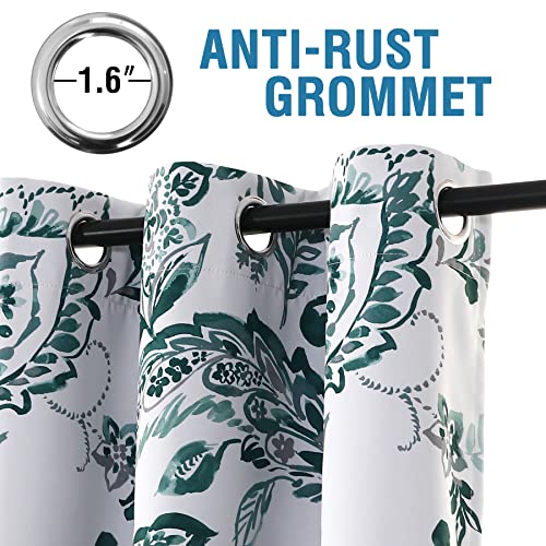 H.versailtex 100% Blackout Curtains For Bedroom Paisley Floral Printed Curtains 84 Inches Long Grommet Curtains & Drapes Thermal Curtains Window Treatments With Black Liner 2 Panels, Teal #TOP3