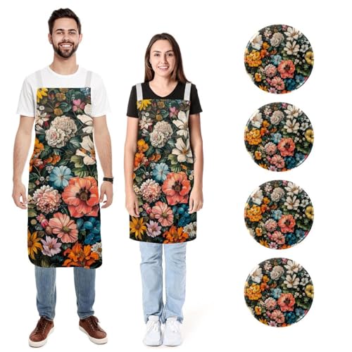 Tablier de cuisine vintage floral à offrir en cadeau de crémaillère