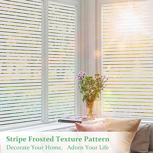 Coavas Window Privacy Film Frosted Glass Window Film : Sun Uv Blocking Window Cover Non-Adhesive Window Film Bathroom Frosting Privacy Film Blinds Sticker For Home Office Covering (78.7 X 17.5 In) #TOP4