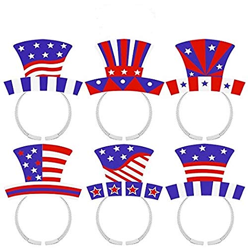 TINKSKY 4th of July Headband Patriotic Star Boppers American Flag Headbands Independence Day Party Accessories,Pack of 12
