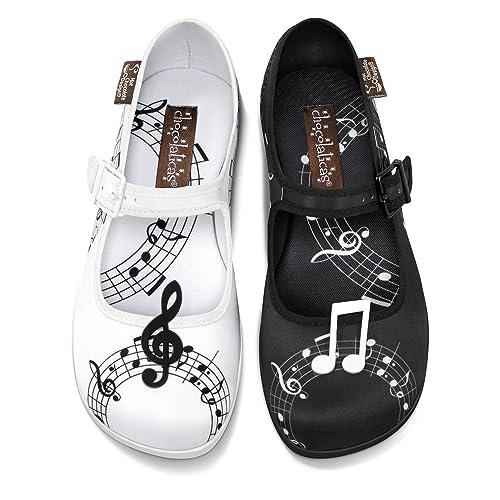Image of Hot Chocolate Design Whimsical Women's Mary Jane Flats | Adjustable Buckle Strap, Round Closed Toe, Cushioned Insole, Vegan Textile, Lightweight All-Day Wear