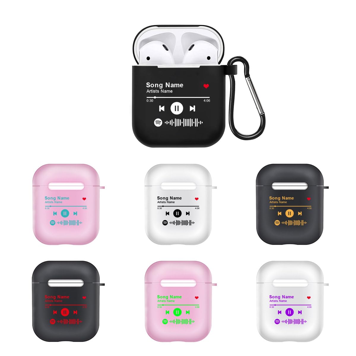 Klsify Custom Spotify Code Case for AirPods 1st/2nd Gen Earbuds Airpod 1/2 Cover Personalized Customized Music Player Song Plaque Text Shockproof