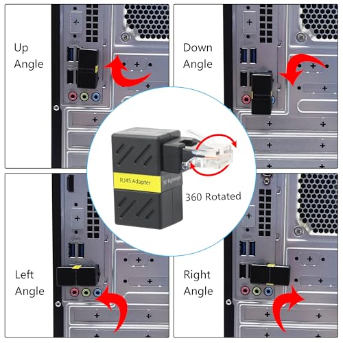 Adaptador Ethernet Cat6 RJ45 Male-Female Rotable 2 Pcs miniatura 4