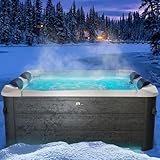 BRAST Whirlpool MSpa Oslo mit Fester Außenwand | LED-Beleuchtung mit 20 einstellbaren Farben für 6 Personen | 160x160x65cm | 120 Massagedüsen | Ganzjähriger Einsatz Winterfest | In & Outdoor Pool